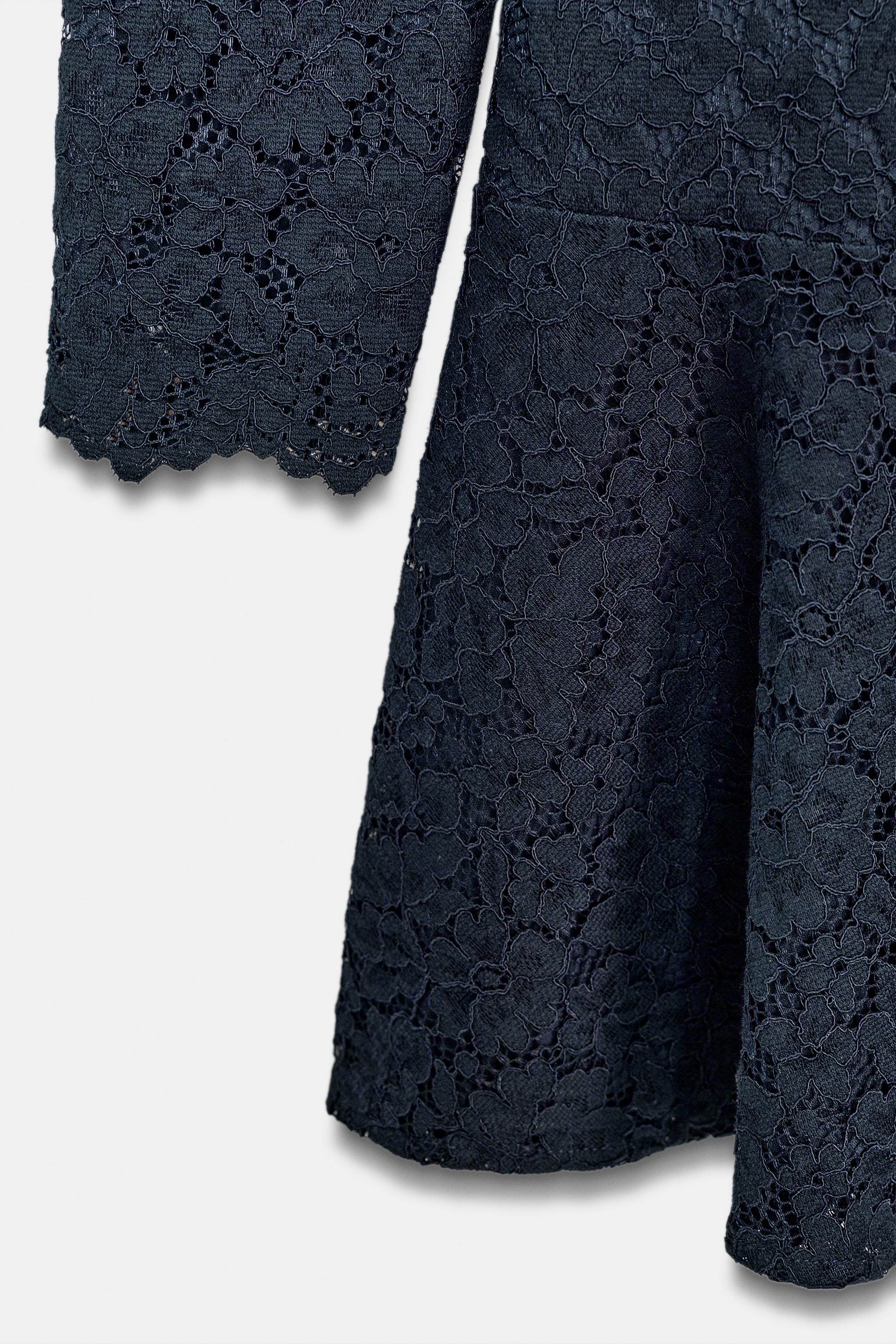 RUFFLED LACE MIDI DRESS